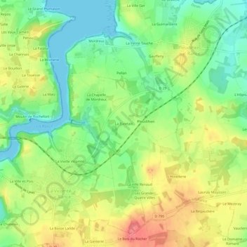 Mappa topografica La Furetais, altitudine, rilievo
