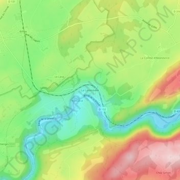 Mappa topografica La Colombière, altitudine, rilievo
