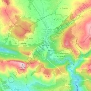 Mappa topografica Les Oeufs, altitudine, rilievo