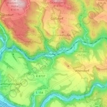 Mappa topografica Kohlmühle, altitudine, rilievo