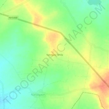 Mappa topografica Nandgao Tanda, altitudine, rilievo