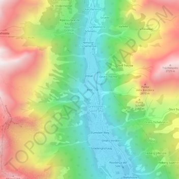 Mappa topografica Bino, altitudine, rilievo
