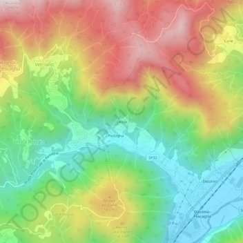 Mappa topografica Dezza, altitudine, rilievo
