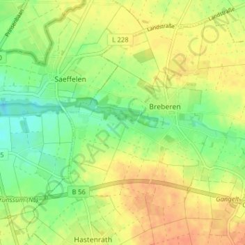 Mappa topografica Broichhoven, altitudine, rilievo