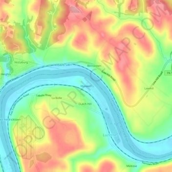 Mappa topografica Maxwell, altitudine, rilievo