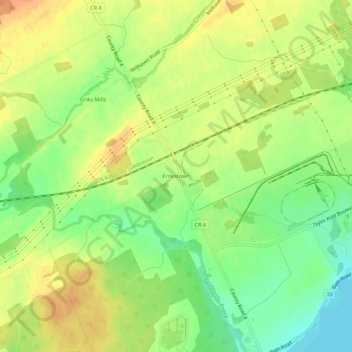Mappa topografica Ernestown, altitudine, rilievo