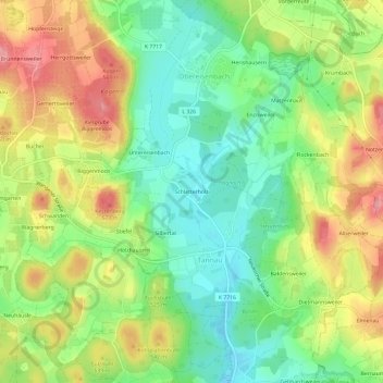 Mappa topografica Schletterholz, altitudine, rilievo