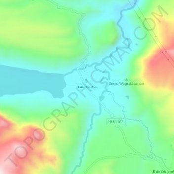 Mappa topografica Lauricocha, altitudine, rilievo
