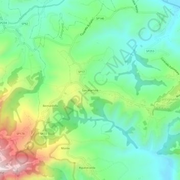 Mappa topografica San Martino, altitudine, rilievo