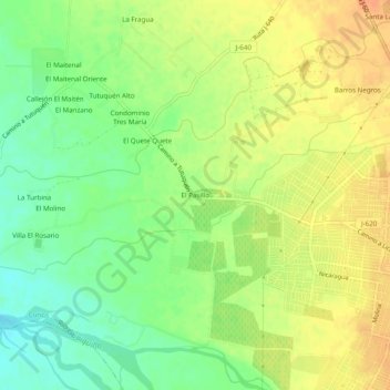 Mappa topografica El Pasillo, altitudine, rilievo