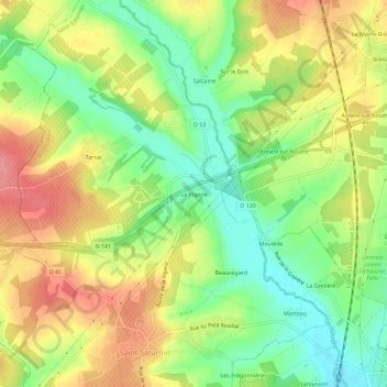 Mappa topografica La Vigerie, altitudine, rilievo