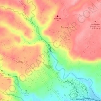 Mappa topografica Cambugahay Falls, altitudine, rilievo