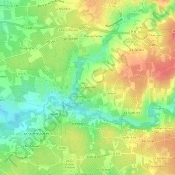 Mappa topografica La Baronnière, altitudine, rilievo