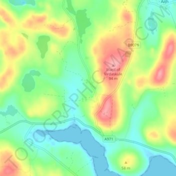 Mappa topografica Twatt, altitudine, rilievo