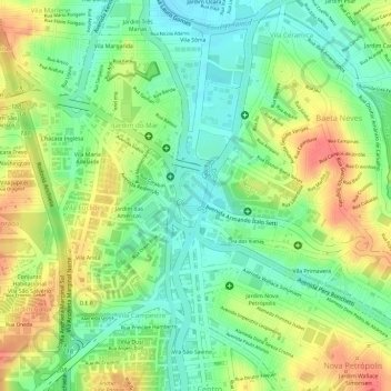 Mappa topografica Paço Municipal, altitudine, rilievo