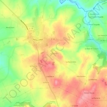 Mappa topografica La Seorie, altitudine, rilievo
