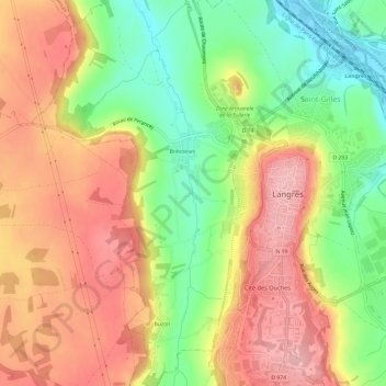 Mappa topografica Le Murot, altitudine, rilievo