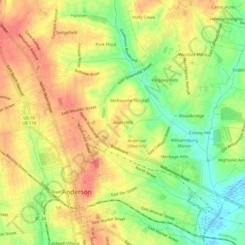 Mappa topografica Allen Hills, altitudine, rilievo