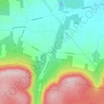 Mappa topografica Rauchtown, altitudine, rilievo