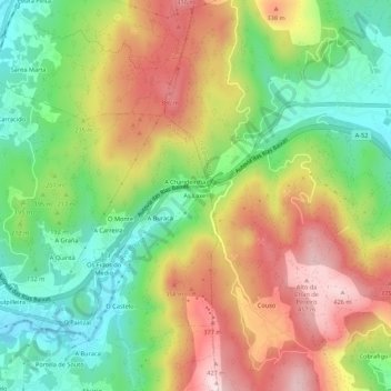 Mappa topografica As Laxes, altitudine, rilievo
