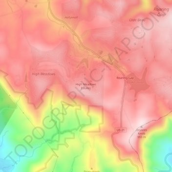Mappa topografica High Meadows Estates, altitudine, rilievo