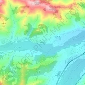 Mappa topografica Viazzano, altitudine, rilievo