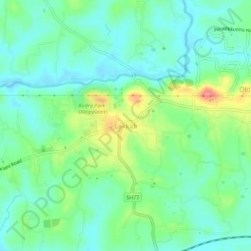 Mappa topografica Lakkidi, altitudine, rilievo