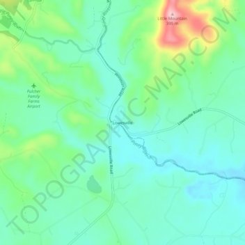 Mappa topografica Lowesville, altitudine, rilievo