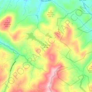 Mappa topografica Line Runner Ridge, altitudine, rilievo