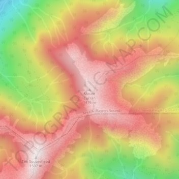 Mappa topografica Mount Curran, altitudine, rilievo