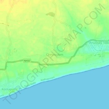 Mappa topografica Chettikulam, altitudine, rilievo