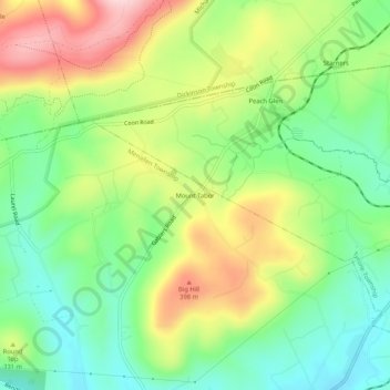 Mappa topografica Mount Tabor, altitudine, rilievo