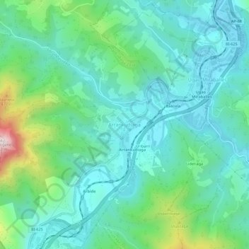 Mappa topografica Arrancudiaga, altitudine, rilievo