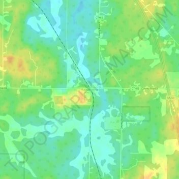 Mappa topografica Hawthorne, altitudine, rilievo
