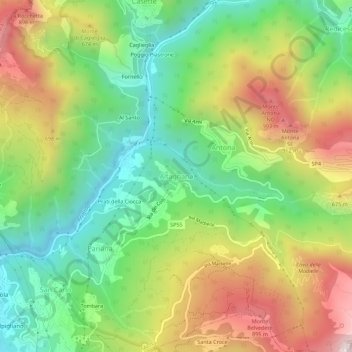 Mappa topografica Altagnana, altitudine, rilievo
