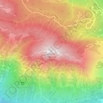 Mappa topografica Monte Taburno, altitudine, rilievo