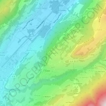 Mappa topografica Le Foyot, altitudine, rilievo