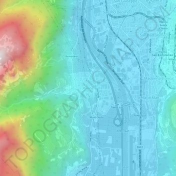 Mappa topografica Ravina, altitudine, rilievo