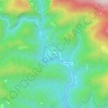 Mappa topografica Sadernes, altitudine, rilievo