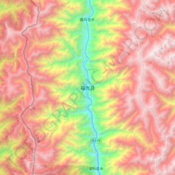 Mappa topografica 福贡县, altitudine, rilievo