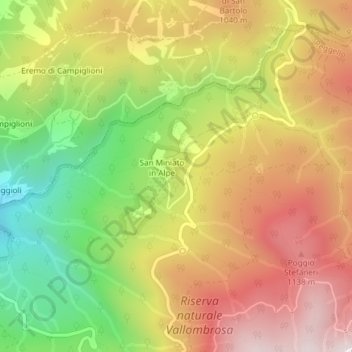 Mappa topografica Sanbuco, altitudine, rilievo