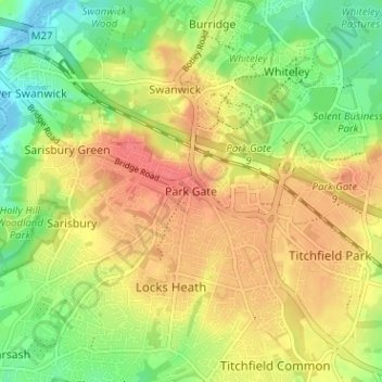 Mappa topografica Park Gate, altitudine, rilievo