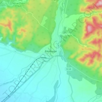 Mappa topografica Rāmnagar, altitudine, rilievo