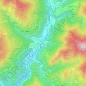 Mappa topografica Le Village, altitudine, rilievo