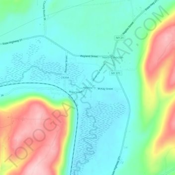 Mappa topografica Atlanta, altitudine, rilievo