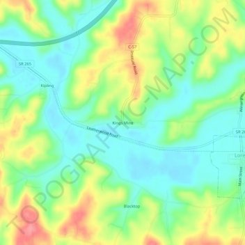 Mappa topografica Kings Mine, altitudine, rilievo
