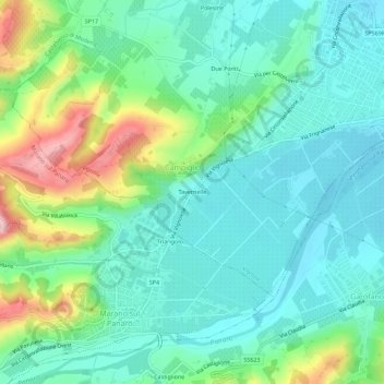 Mappa topografica Tavernelle, altitudine, rilievo