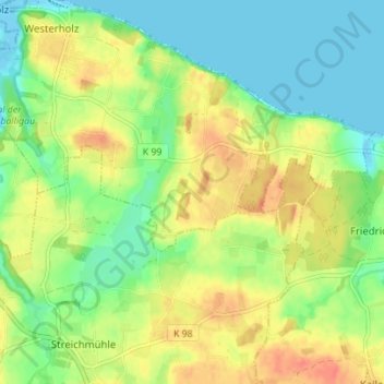 Mappa topografica Kiekut, altitudine, rilievo