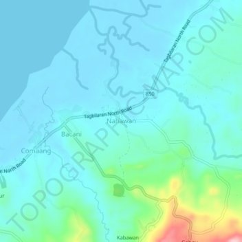 Mappa topografica Nahawan, altitudine, rilievo