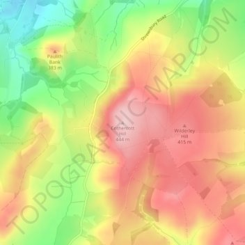 Mappa topografica Cothercott Hill, altitudine, rilievo